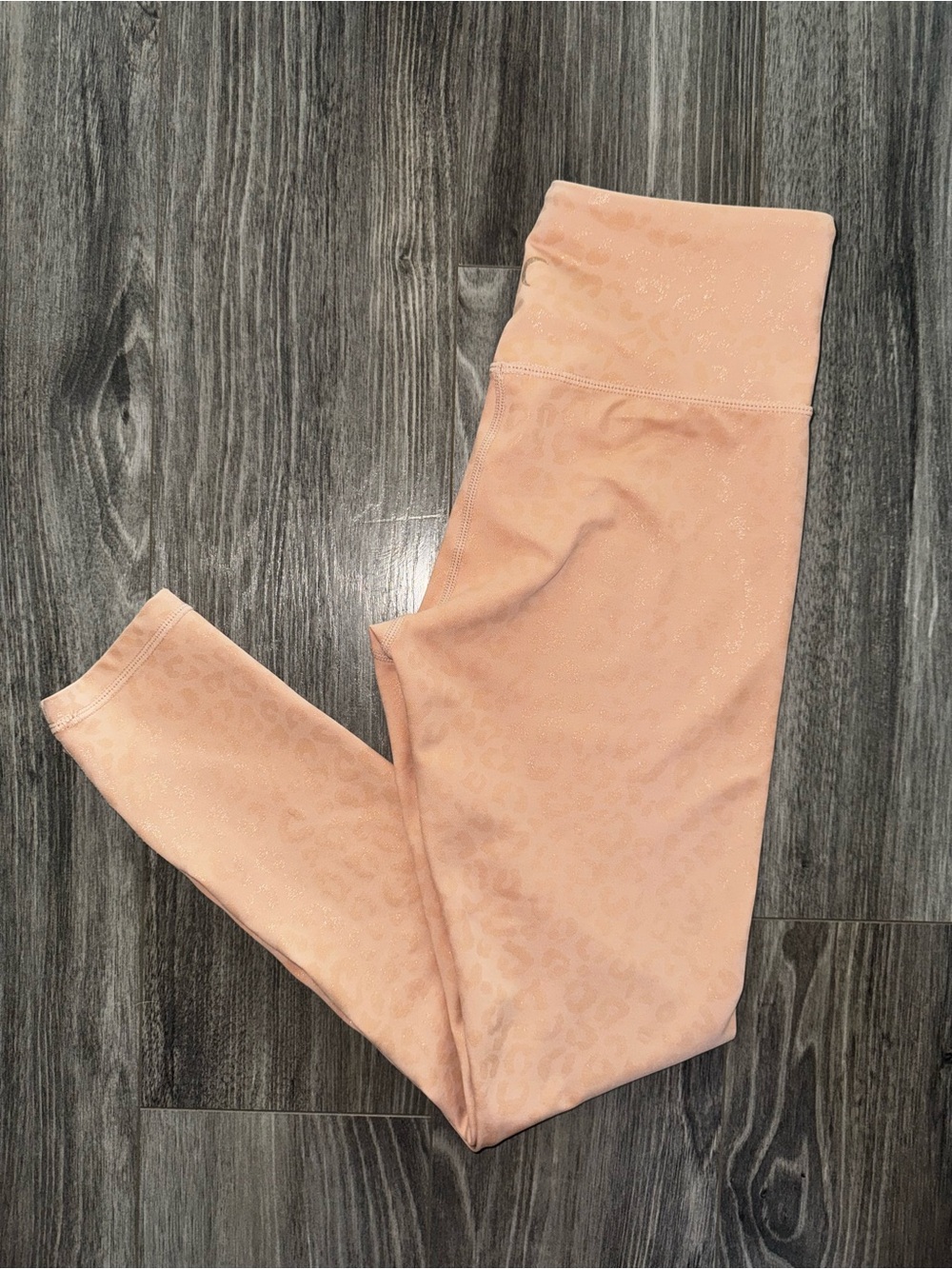 ZYIA Active Leggings Size 4 Peach Blush Tonal Leopard High Rise 7/8 Animal Print